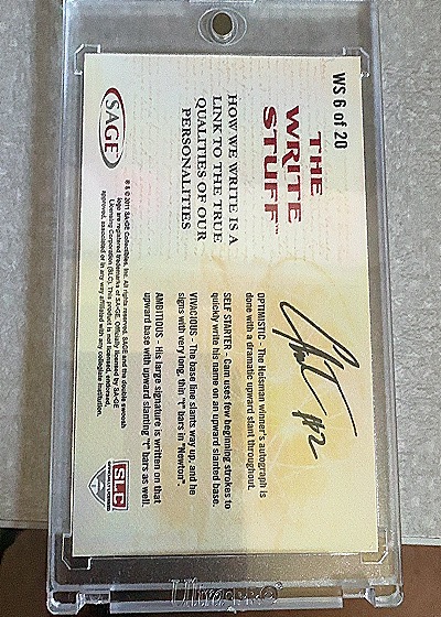 2011 SAGE HIT The Write Stuff WS 6 of 20 Cam Newton — back