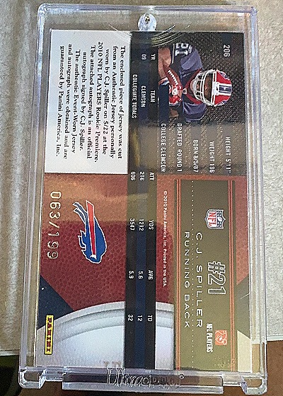 2010 Panini Limited #206 C.J. Spiller — back