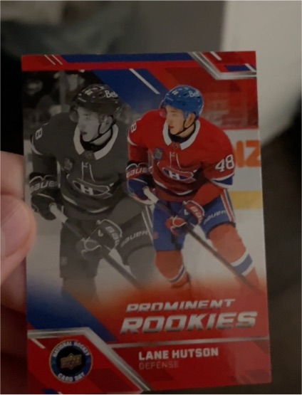 2025 Upper Deck National Hockey Card Day Prominent Rookies #NHCD-8 Lane Hutson — front