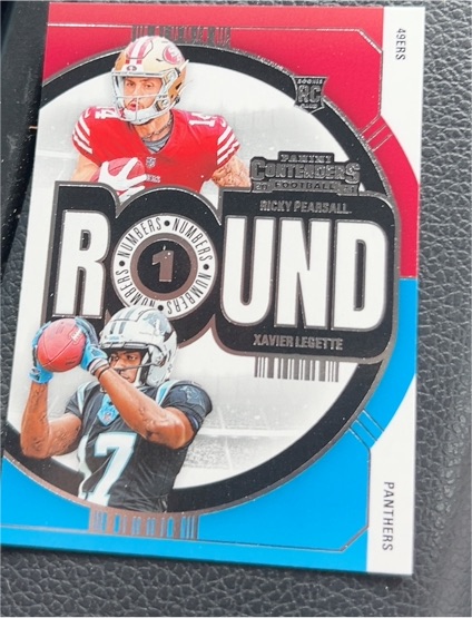 2024 Panini Contenders Football Round Numbers #8 Ricky Pearsall & Xavier Legette — front