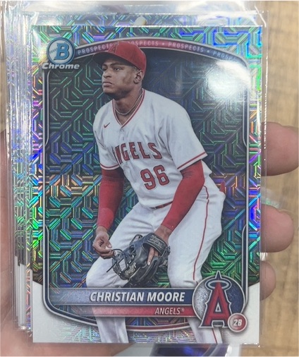 2025 Bowman Chrome Prospects Mega Box Mojo Refractor #BCP-107 Christian Moore — front