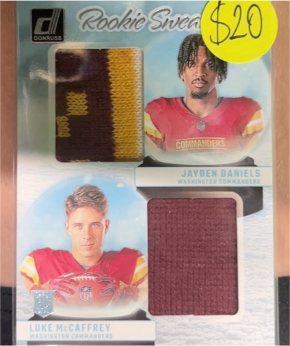 2024 Donruss #RHD-WAS Jayden Daniels / Luke McCaffrey Dual Rookie Sweaters — front