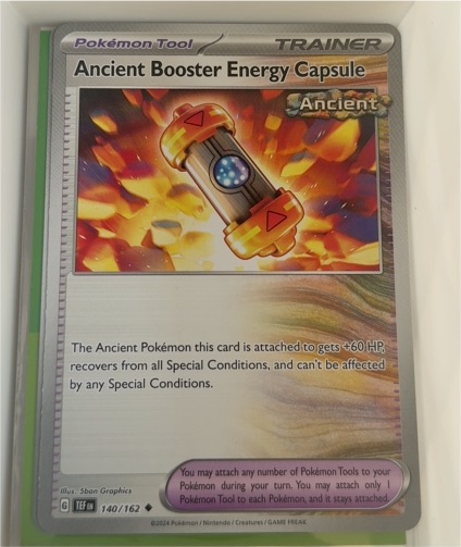 2024 Pokémon Temporal Forces #140 Ancient Booster Energy Capsule — front