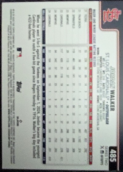 2025 Topps #485 Jordan Walker — back