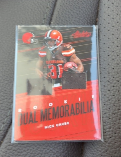 2018 Panini Absolute Rookie Dual Memorabilia #RDM-NC Nick Chubb — front