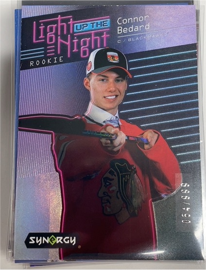 2023-24 Upper Deck Synergy #LN-CB Connor Bedard Light Up The Night Rookie Pink — front