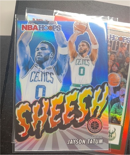 2023-24 Panini NBA Hoops Premium Stock #22 Jayson Tatum Sheesh Silver Prizm — front