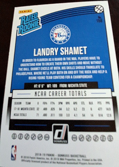2018-19 Donruss #158 Landry Shamet — back