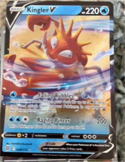 Pokémon TCG Brilliant Stars #028 Kingler V — front