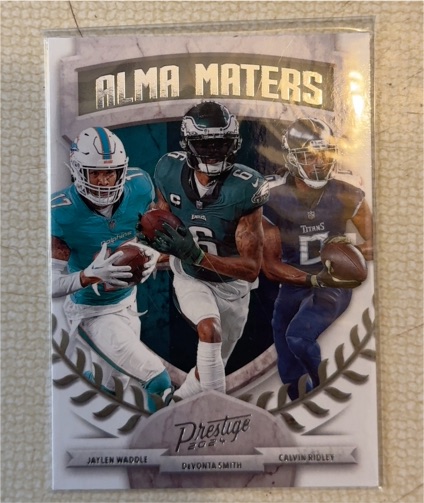 2024 Panini Prestige Alma Maters #17 Jaylen Waddle, Devonta Smith, Calvin Ridley — front