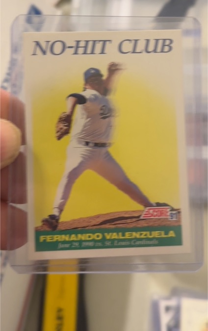 1991 Score #703 Fernando Valenzuela No-Hit Club — front