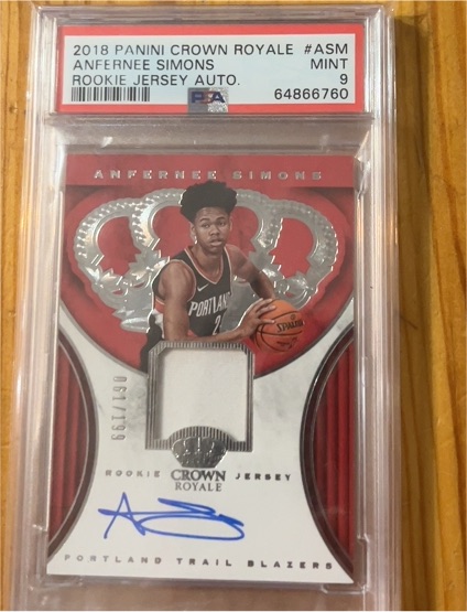 2018 Panini Crown Royale #ASM Anfernee Simons Rookie Jersey Auto — front