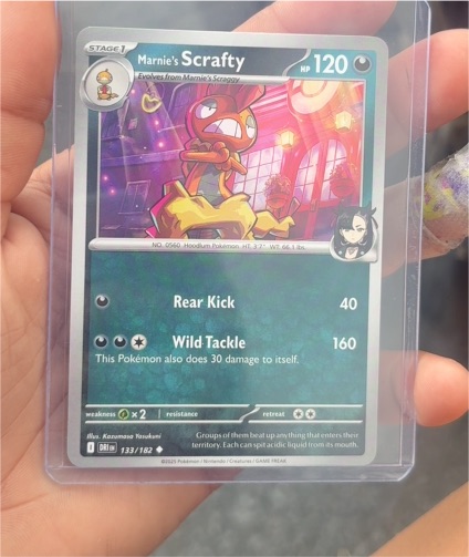 2025 Pokémon TCG Destined Rivals #133 Marnie's Scrafty — front