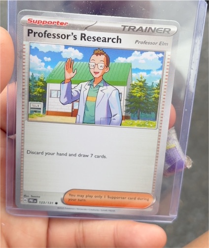2025 Pokémon Prismatic Evolutions #123 Professor's Research (Professor Elm) — front