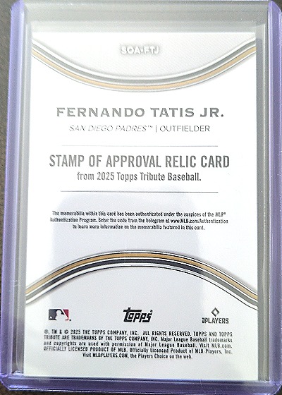 2025 Topps Tribute #SOA-FT Fernando Tatis Jr. — back