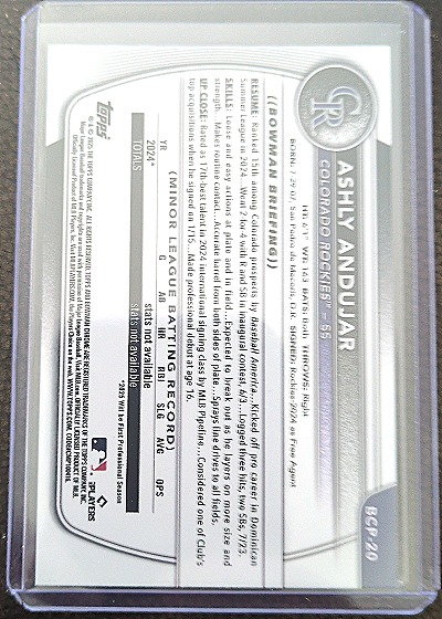 2025 Bowman Chrome Prospects #BCP-20 Ashly Andujar — back