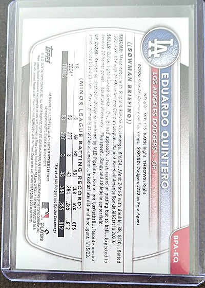 2025 Bowman Paper Prospect Autographs #BPA-EQ Eduardo Quintero — back