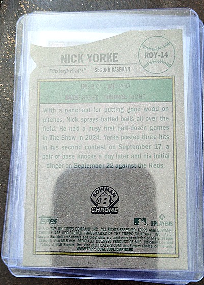 2025 Bowman Chrome #ROY-14 Nick Yorke — back