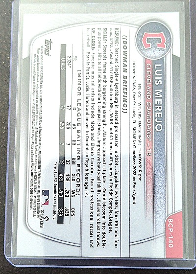 2025 Bowman Chrome #BCP-140 Luis Merejo — back