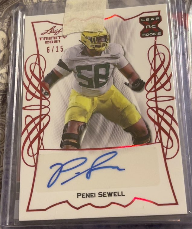 2021 Leaf Trinity #6/15 Penei Sewell — front