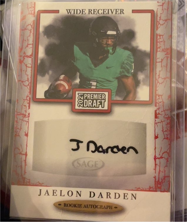 2021 SAGE Premier Draft Jaelon Darden Rookie Autograph — front