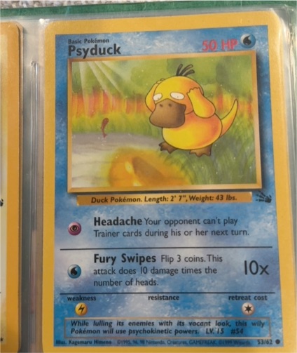 1999 Pokémon Fossil #53 Psyduck — front