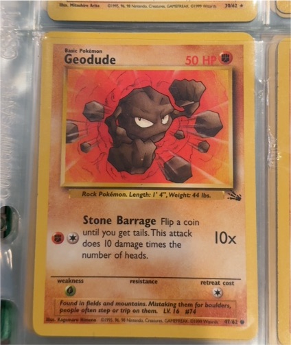 1999 Pokémon #47 Geodude Fossil — front
