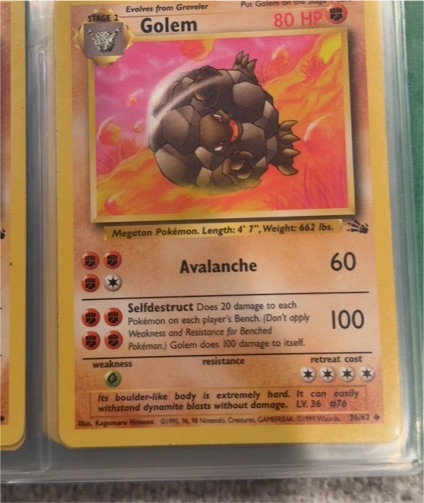 1999 Pokémon Fossil #36 Golem — front