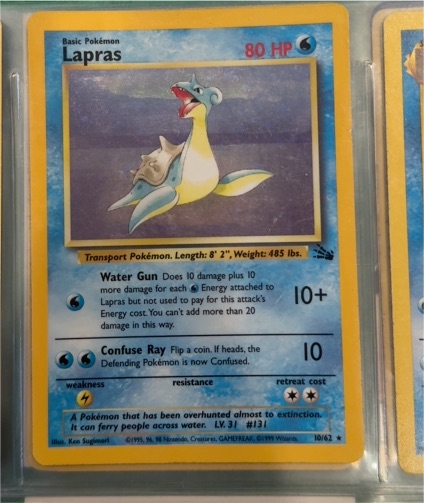 1999 Pokémon Fossil #10 Lapras — front
