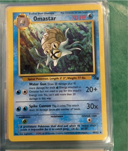 1999 Pokémon Fossil #40 Omastar — front
