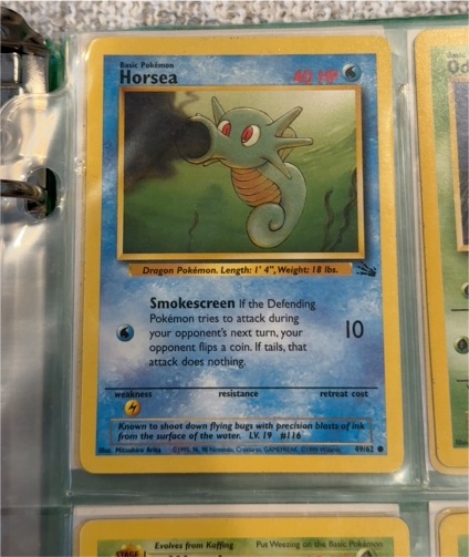 1999 Pokémon Fossil #49 Horsea — front
