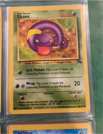 1999 Pokémon Fossil #46 Ekans — front