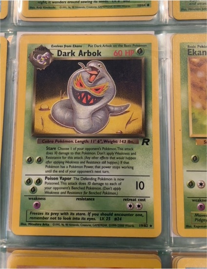 1999 Pokémon Team Rocket #19 Dark Arbok — front