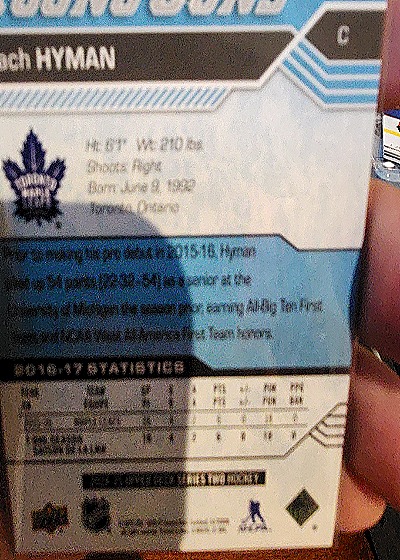 2024-25 Upper Deck Series 2 Young Guns Renewed #249 Zach Hyman — back