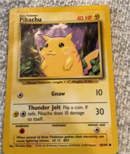 1999 Pokémon Base Set #58 Pikachu — front
