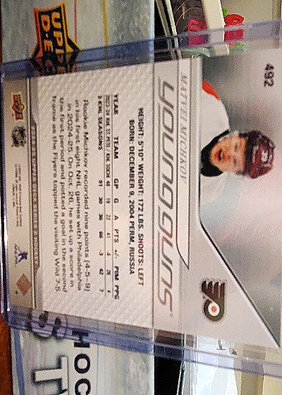 2024 Upper Deck #492 Matvei Michkov RC Young Guns — back