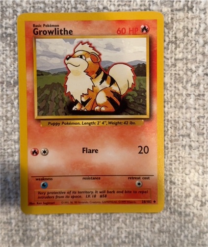 1999 Pokémon Base Set #28 Growlithe — front