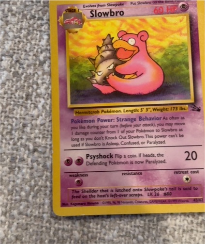 1999 Pokémon Fossil #43 Slowbro — front