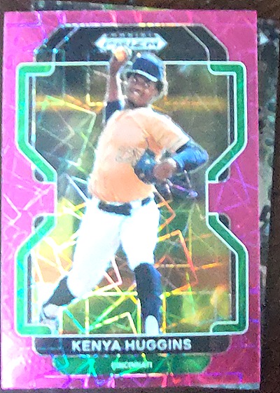 2022 Panini Prizm Draft Picks #PDP123 Kenya Huggins Neon Pink Velocity — front
