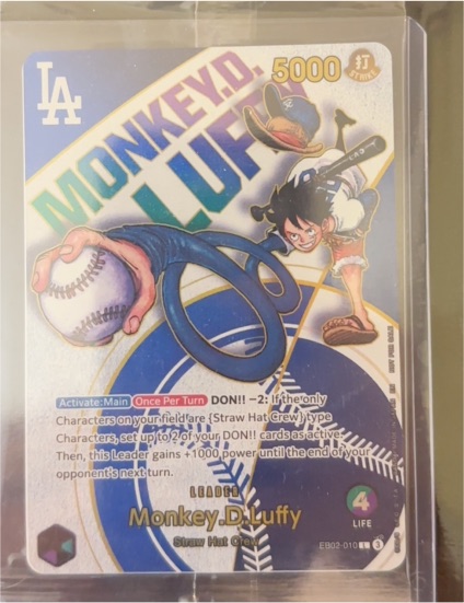 2025 One Piece EB02-010 Monkey D. Luffy Dodgers Promo Card — front