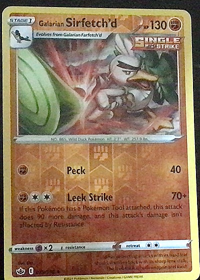 2021 Pokémon TCG Chilling Reign #079 Galarian Sirfetch'd — front