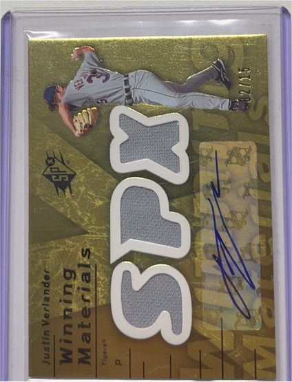 2007 Upper Deck SPx Winning Materials #WM-JV Justin Verlander — front