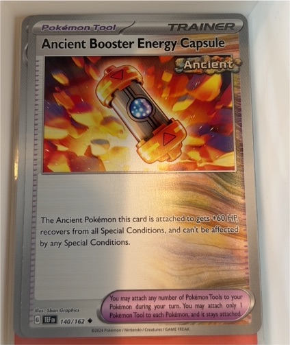 2024 Pokémon Temporal Forces #140 Ancient Booster Energy Capsule — front