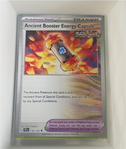 2024 Pokémon Temporal Forces #140 Ancient Booster Energy Capsule — front