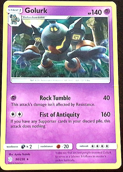 2019 Pokémon Sun & Moon Cosmic Eclipse #90 Golurk — front