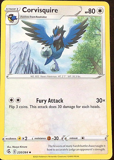 2021 Pokémon Sword & Shield Fusion Strike #220 Corvisquire — front