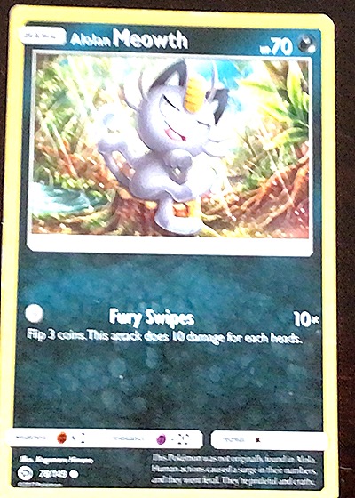 2017 Pokémon Sun & Moon #78 Alolan Meowth — front