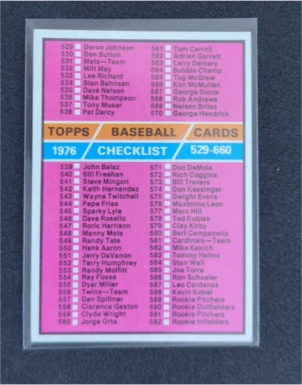 1976 Topps #643 Checklist 529-660 — front
