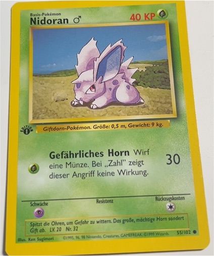 1999 Pokémon Base Set #55 Nidoran Male — front