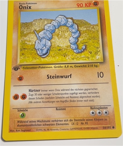 1999 Pokémon Base Set #56 Onix — front